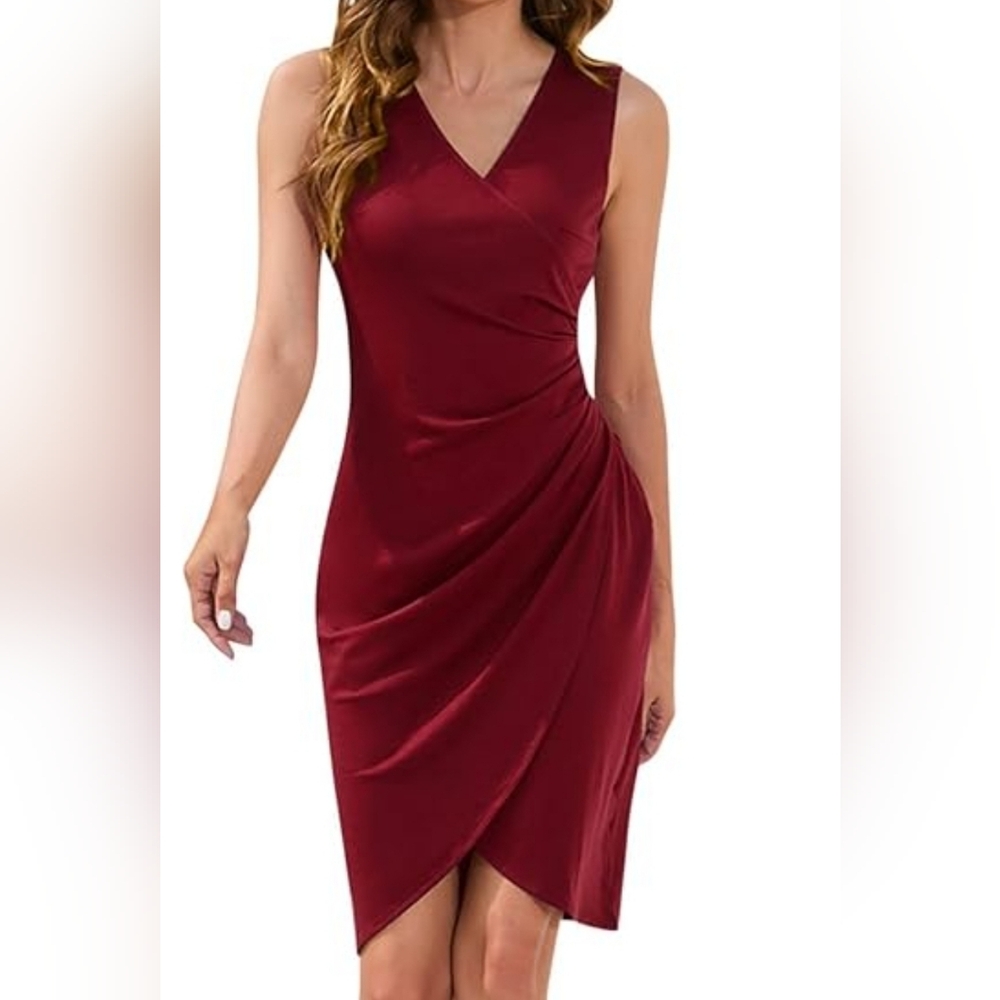 Elegant Burgundy Sleeveless Dress